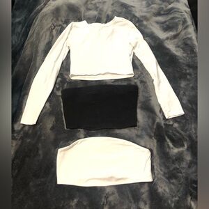 White and black crop top & bandeaus bundle